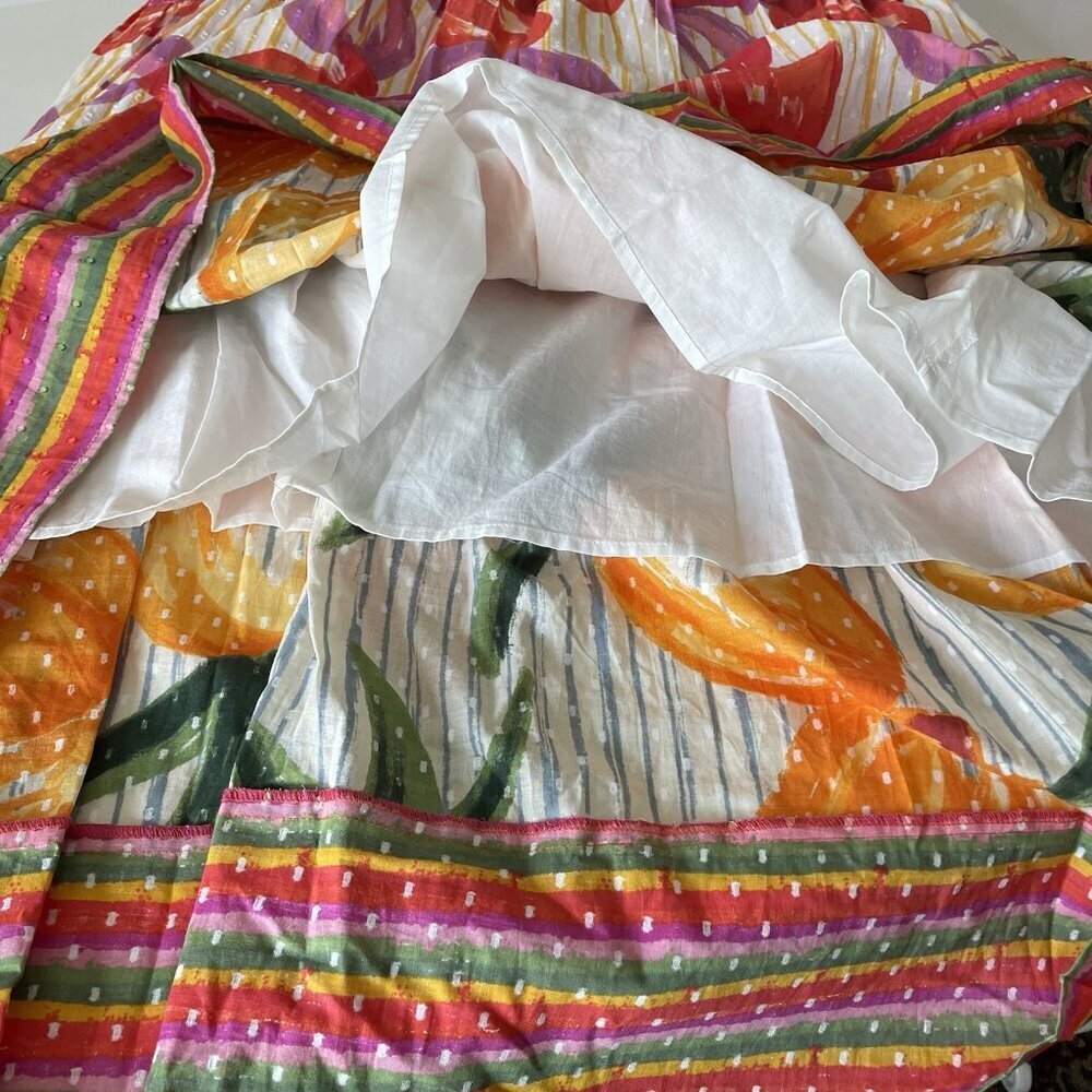 House Of Harlow 1960 Revolve Tropical Fruit Colorful Smocked Tiered Maxi Dress L - Picture 7 of 13